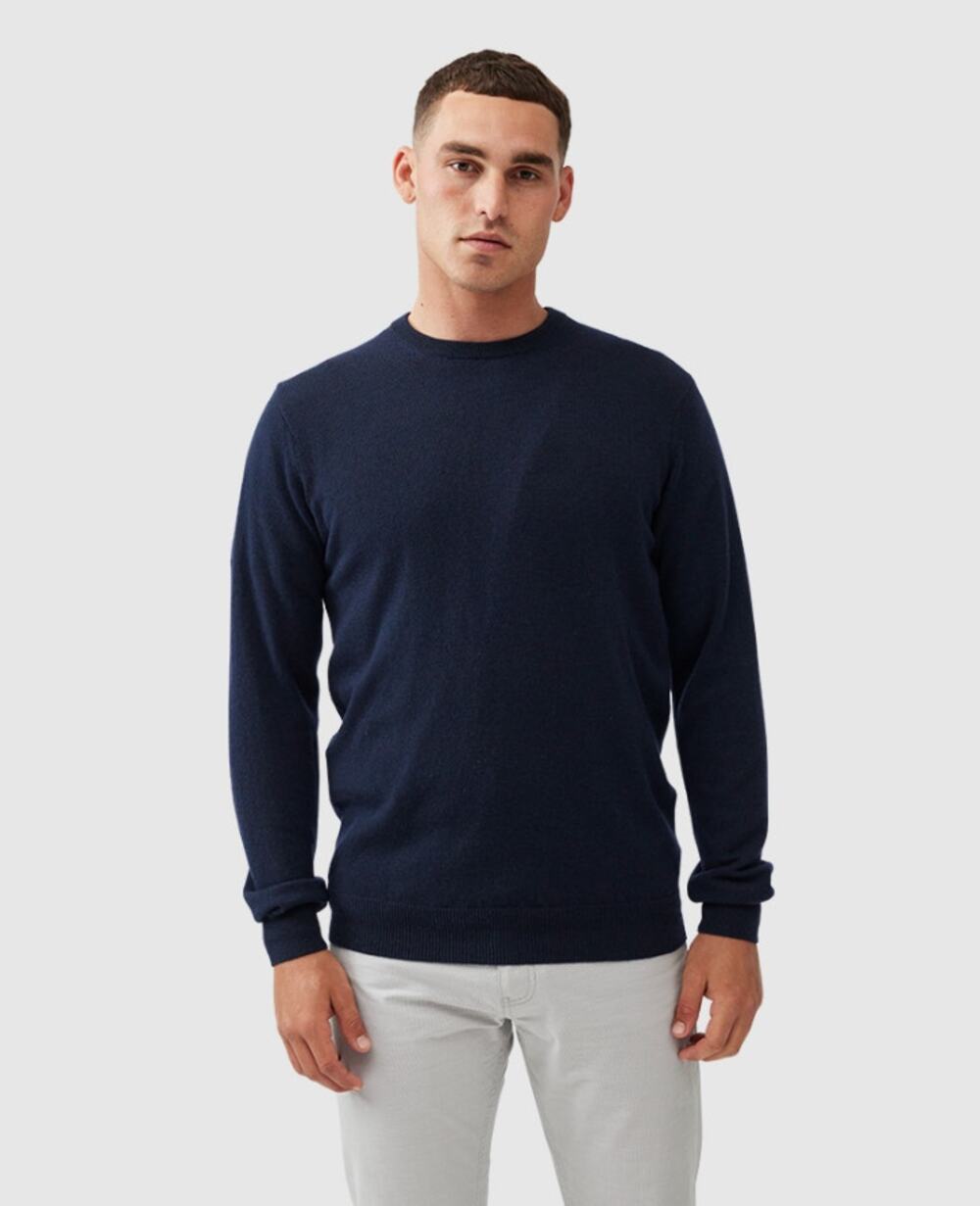 Rodd & Gunn Queenstown Knit Crewneck Sweater Mens Sz 2XL Navy Cashmere Wool $165